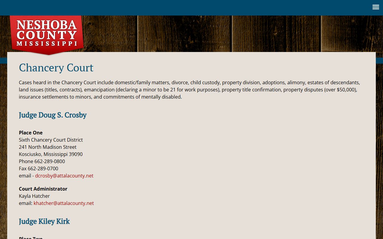 Neshoba County court records Chancery Court page