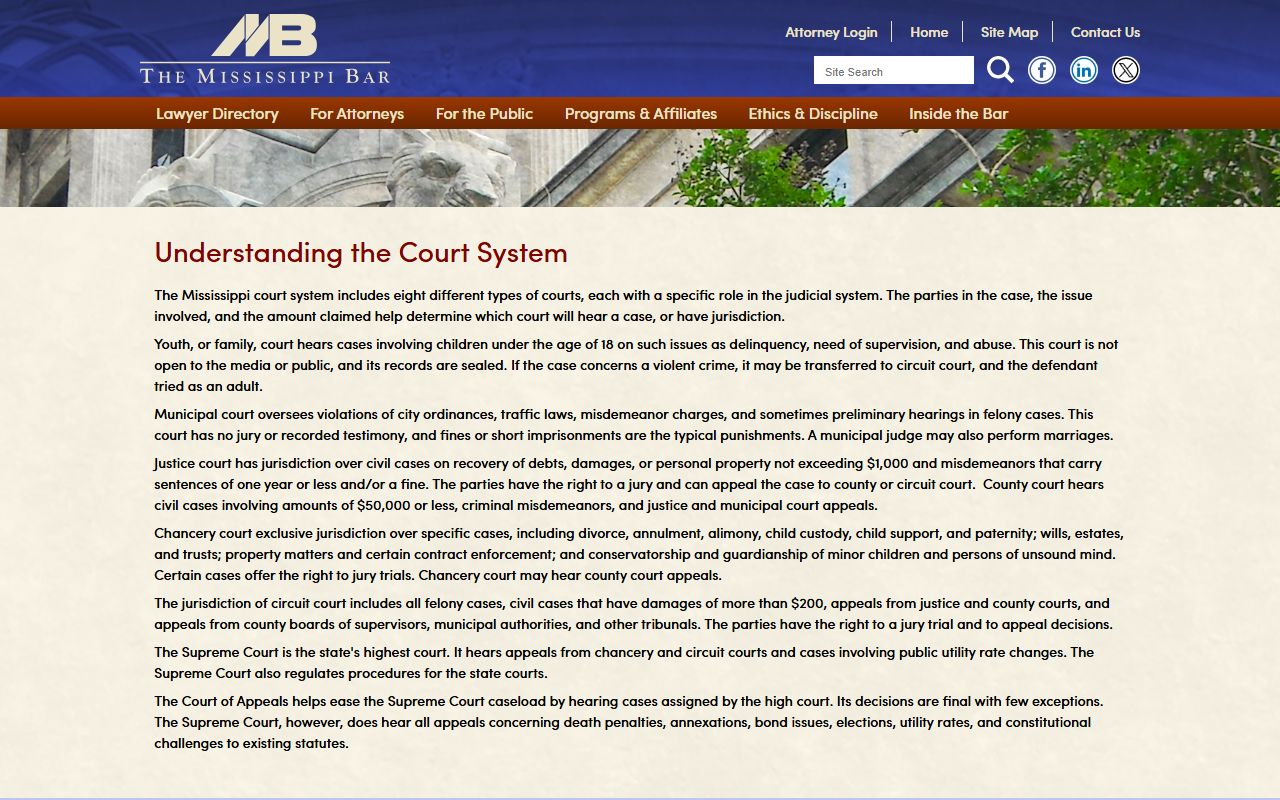 Mississippi Bar guide to courts that hold Neshoba County court records