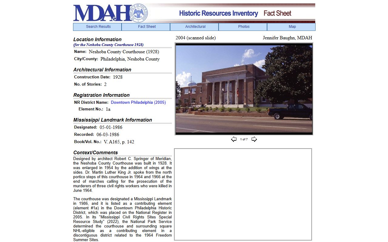 State archives facts on the courthouse holding Neshoba County court records