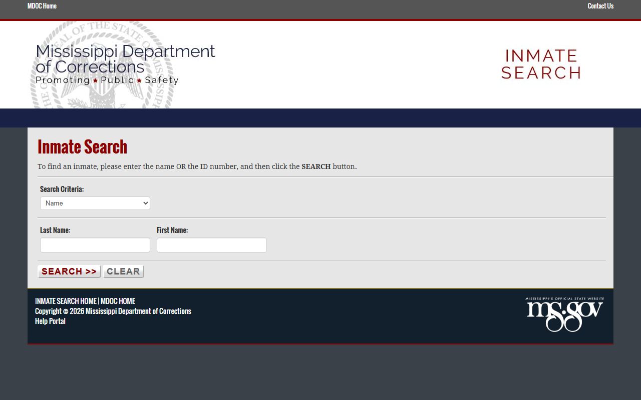 Neshoba County inmate records and the MS.gov MDOC search interface