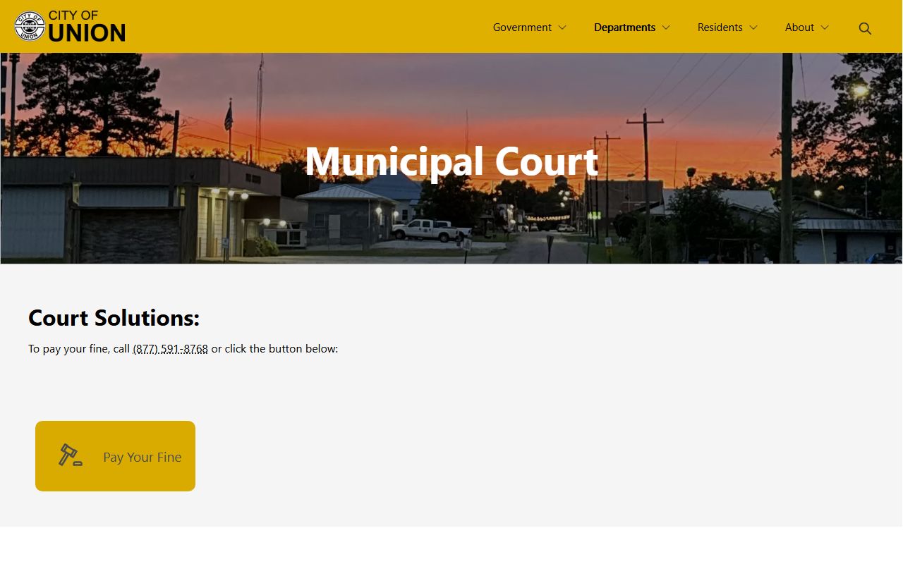 Neshoba County traffic court records Union Municipal Court payment page